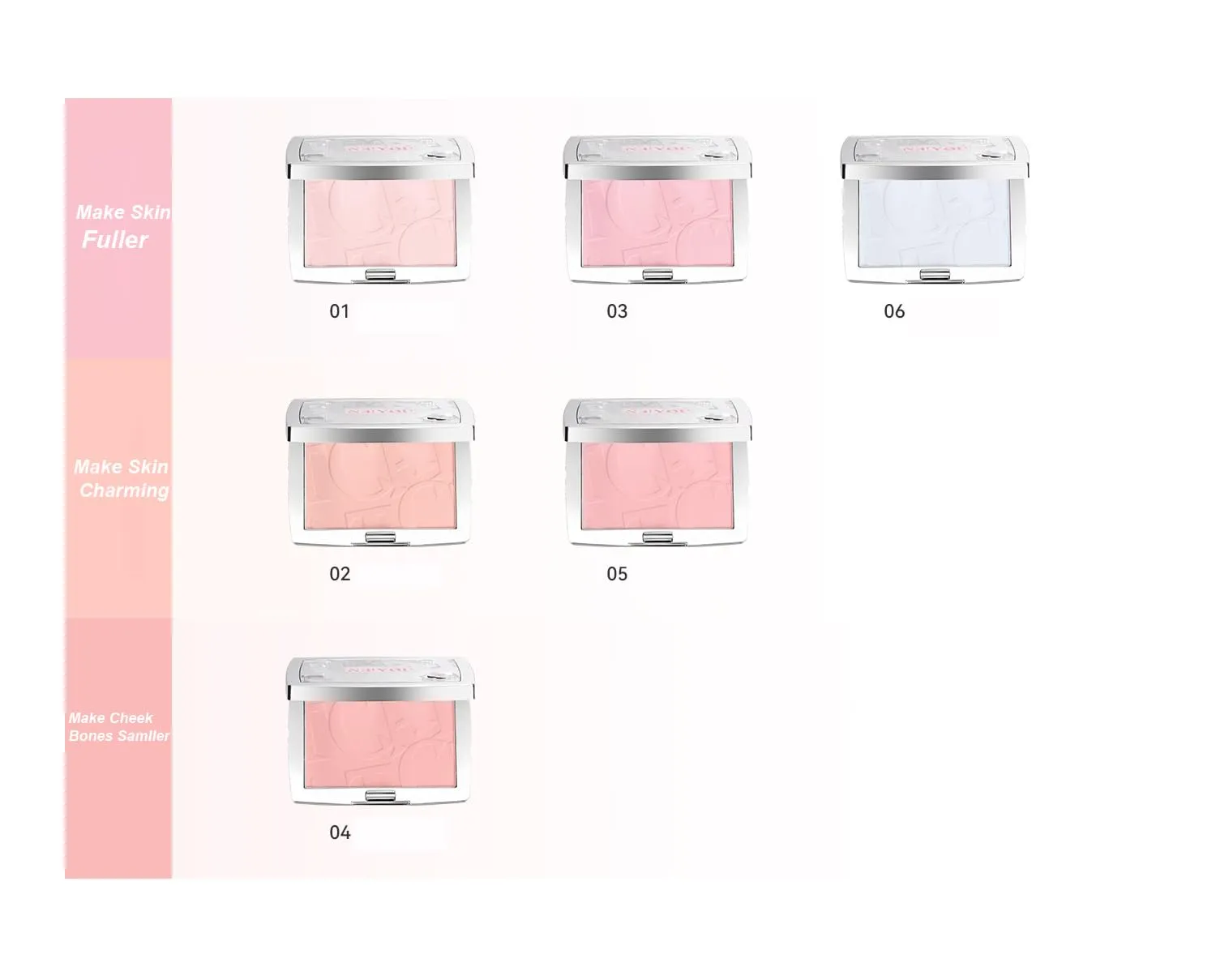 1 PC NEIYOU Multi Purpose Blush Powder, Setting Effect Blush, Low Color Saturation Matte Nude Pink Blue Makeup Blusher (01, 3g)