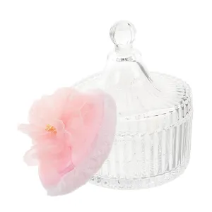 1 Set Butter Powder Puff with Decorative Glass Jar Soft Velvet Design for Travel Storage for Face Body Makeup Gentle for Skin Includes Container