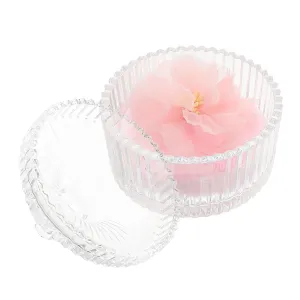 1 Set Powder Puff with Decorative Storage Jar Soft Velvet Dual Sided Applicator for Body Powder Includes Dustproof Glass Container for Travel and Makeup Application