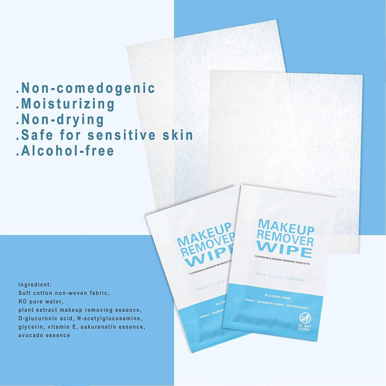 100 Pack Individual Makeup Remover Wipes, Individually Wrapped Face Cleansing Wipes, Travel Makeup Remover Cloth for Travel, Hotel Skin Care
