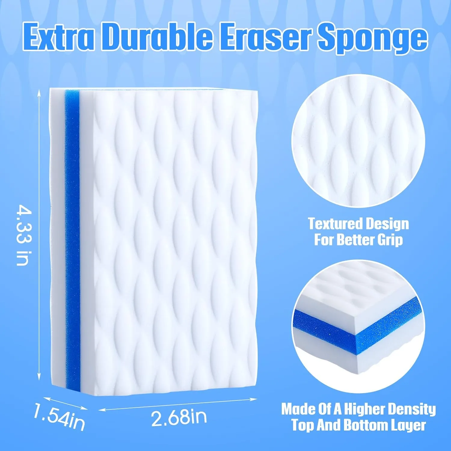100 Pcs Car Cleaning Sponge Boating Accessories Marine Boat Scuff Erasers Extra Durable Sponge Erasers Foam Cleaning Pads Thick Eraser for Walls, Kitchen, Floor, Baseboard, Shoes