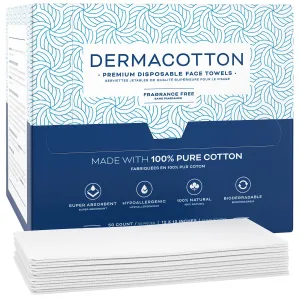 [100 X-Large Towels] 100% Biodegradable Disposable Cotton Face Towels – Super Soft Face Wipes, Hypoallergenic Makeup Remover Wipes, For All Skin Types Incl. Sensitive Skin, Facial Cloths