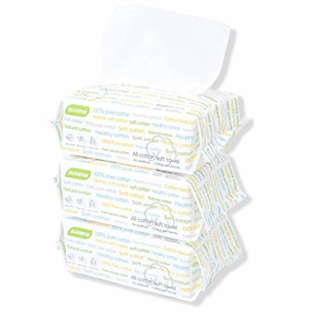 100% Pure Cotton Facial Tissues - 282 Sheets (3 Packs) Daily Soft Disposable Dry Wipes, Gentle Skin-Friendly Paper Towel for Home & Travel‌