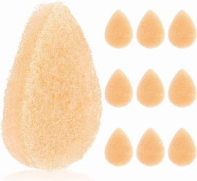 10 Pack Facial Sponge for Daily Deep Cleansing - Regular Buff Style Exfoliating Pads for Removing Dead Skin, Dirt & Makeup - Normal to Oily - Made in The USA - Reusable Puf - Natural