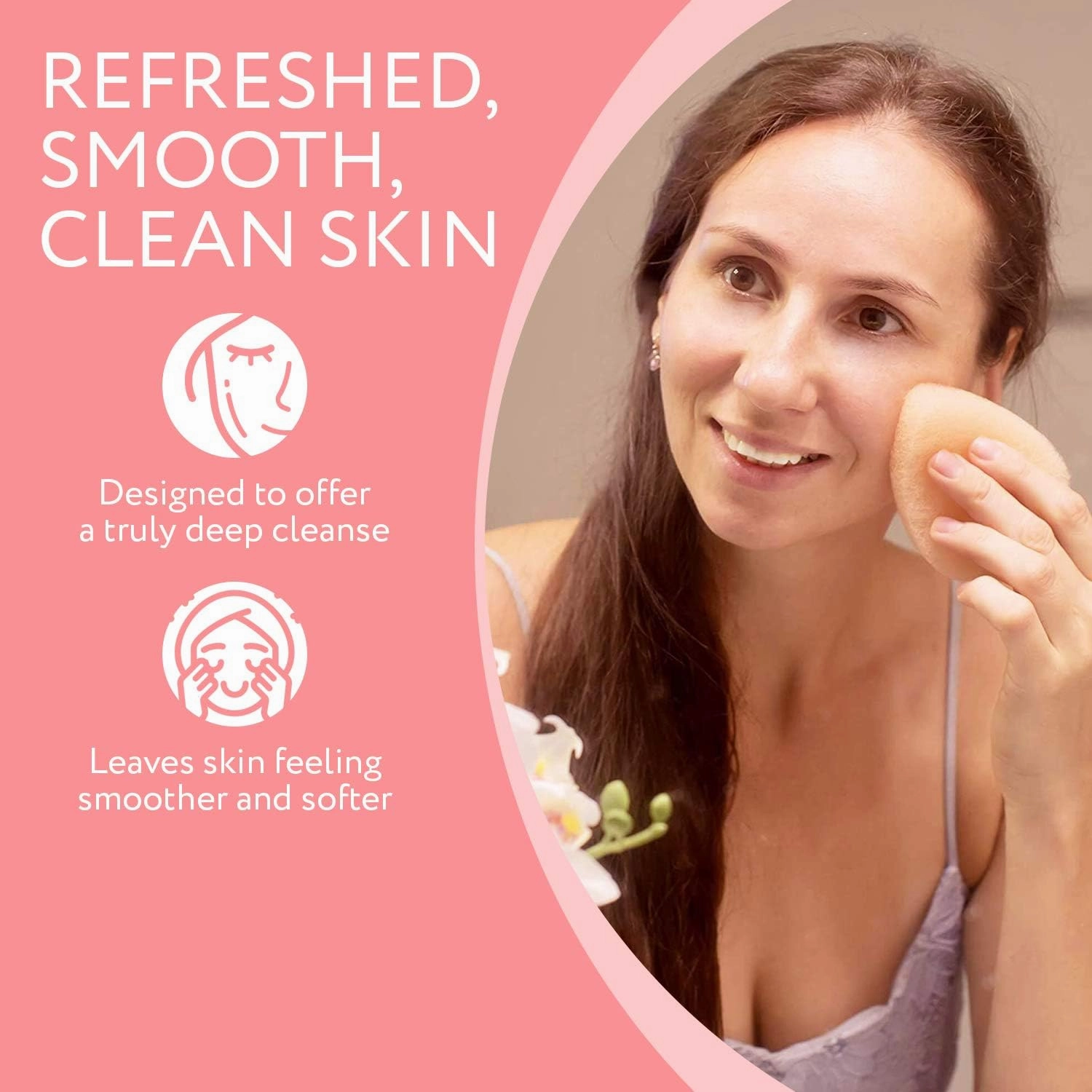 10 Pack Facial Sponge for Daily Deep Cleansing - Regular Buff Style Exfoliating Pads for Removing Dead Skin, Dirt & Makeup - Normal to Oily - Made in The USA - Reusable Puf - Natural