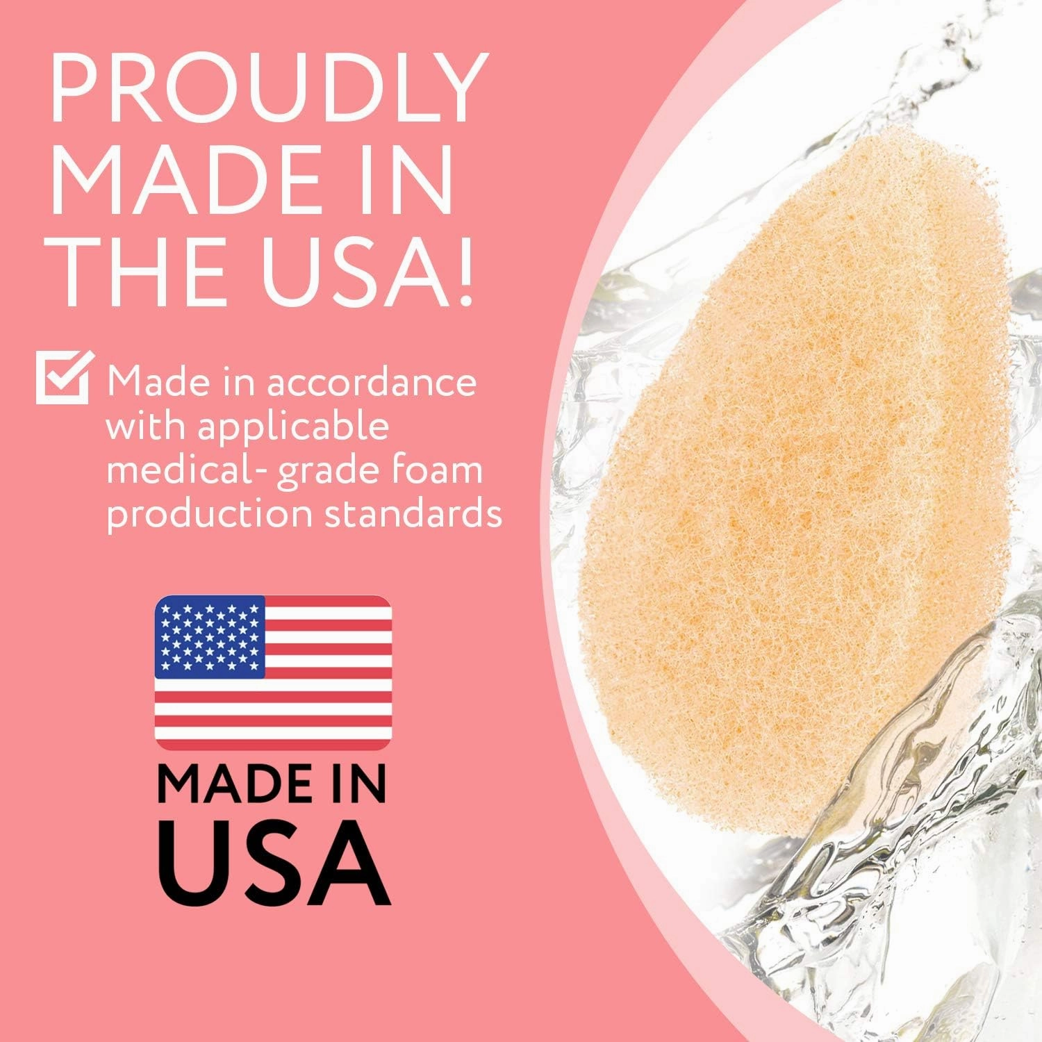 10 Pack Facial Sponge for Daily Deep Cleansing - Regular Buff Style Exfoliating Pads for Removing Dead Skin, Dirt & Makeup - Normal to Oily - Made in The USA - Reusable Puf - Natural