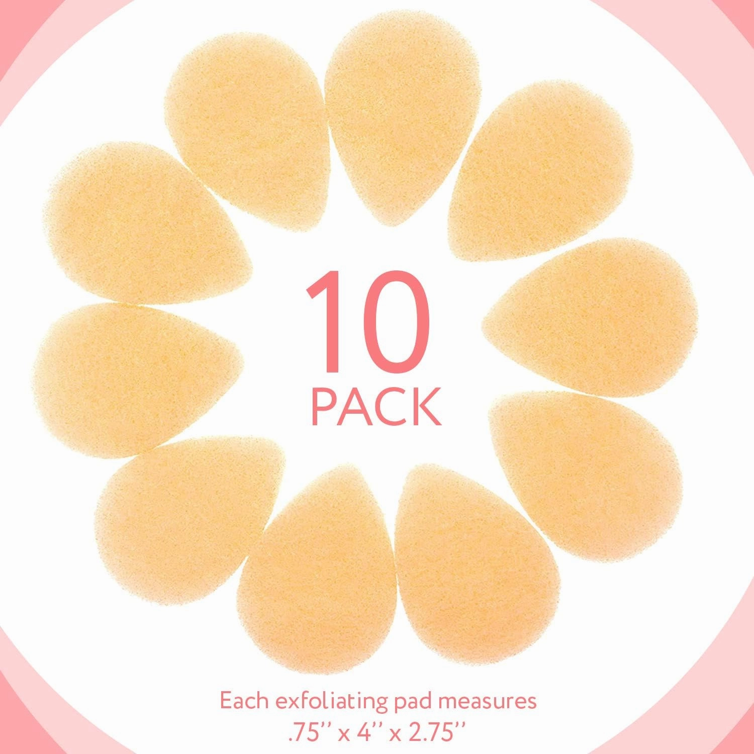 10 Pack Facial Sponge for Daily Deep Cleansing - Regular Buff Style Exfoliating Pads for Removing Dead Skin, Dirt & Makeup - Normal to Oily - Made in The USA - Reusable Puf - Natural