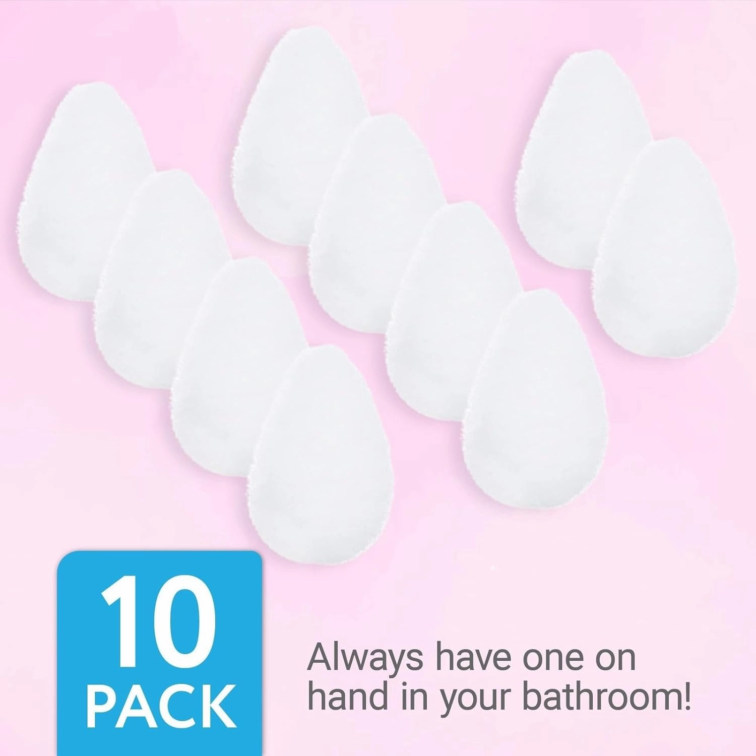 10 Pack Facial Sponge for Daily Deep Cleansing - Regular Buff Style Exfoliating Pads for Removing Dead Skin, Dirt & Makeup - Normal to Oily - Made in The USA - Reusable Puf - White