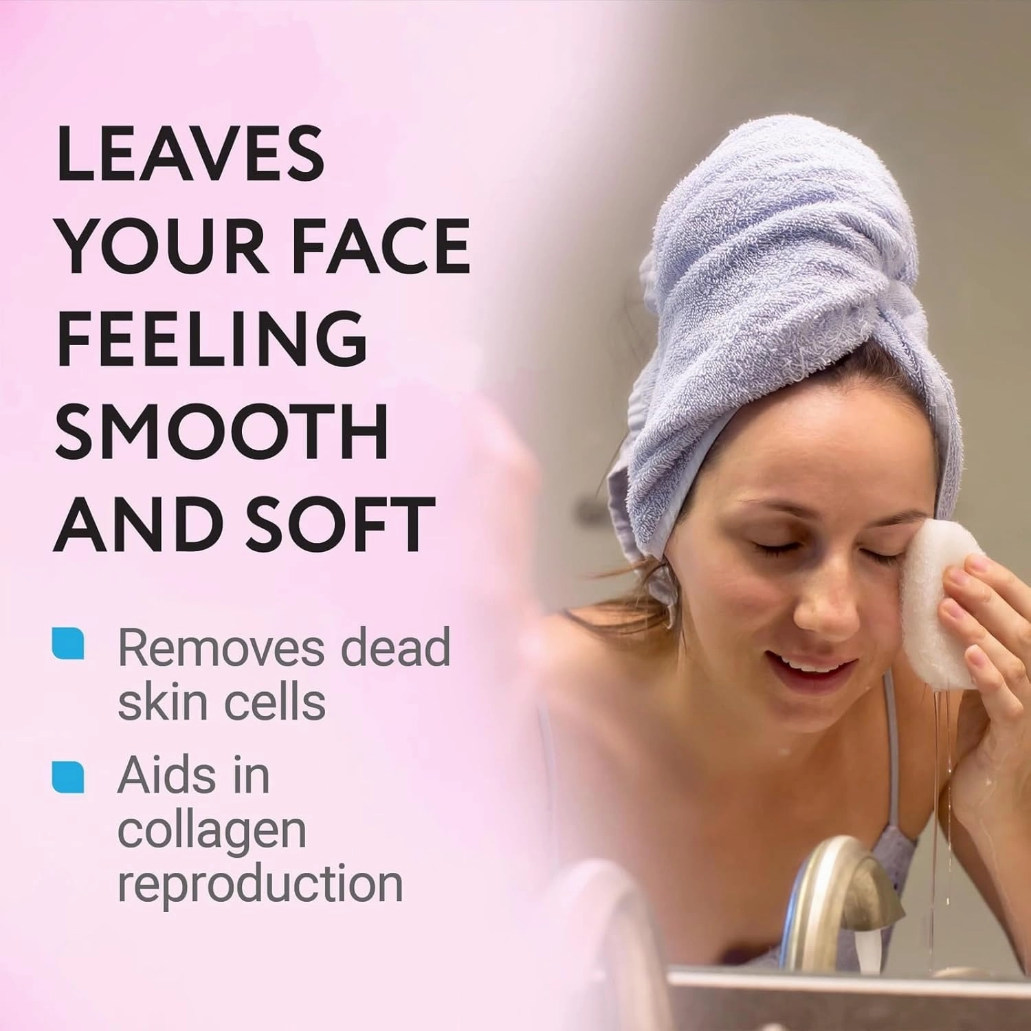 10 Pack Facial Sponge for Daily Deep Cleansing - Regular Buff Style Exfoliating Pads for Removing Dead Skin, Dirt & Makeup - Normal to Oily - Made in The USA - Reusable Puf - White