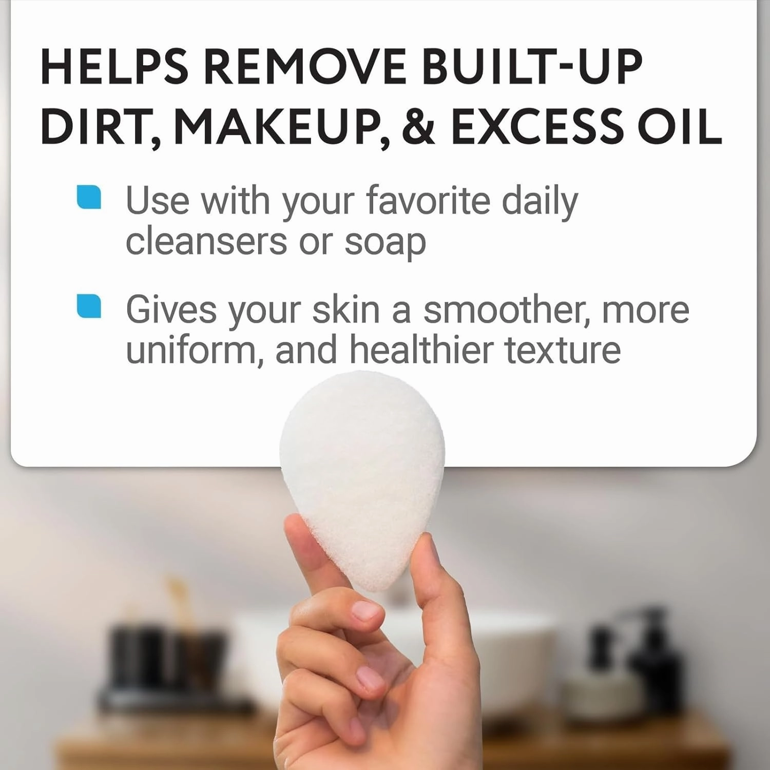 10 Pack Facial Sponge for Daily Deep Cleansing - Regular Buff Style Exfoliating Pads for Removing Dead Skin, Dirt & Makeup - Normal to Oily - Made in The USA - Reusable Puf - White
