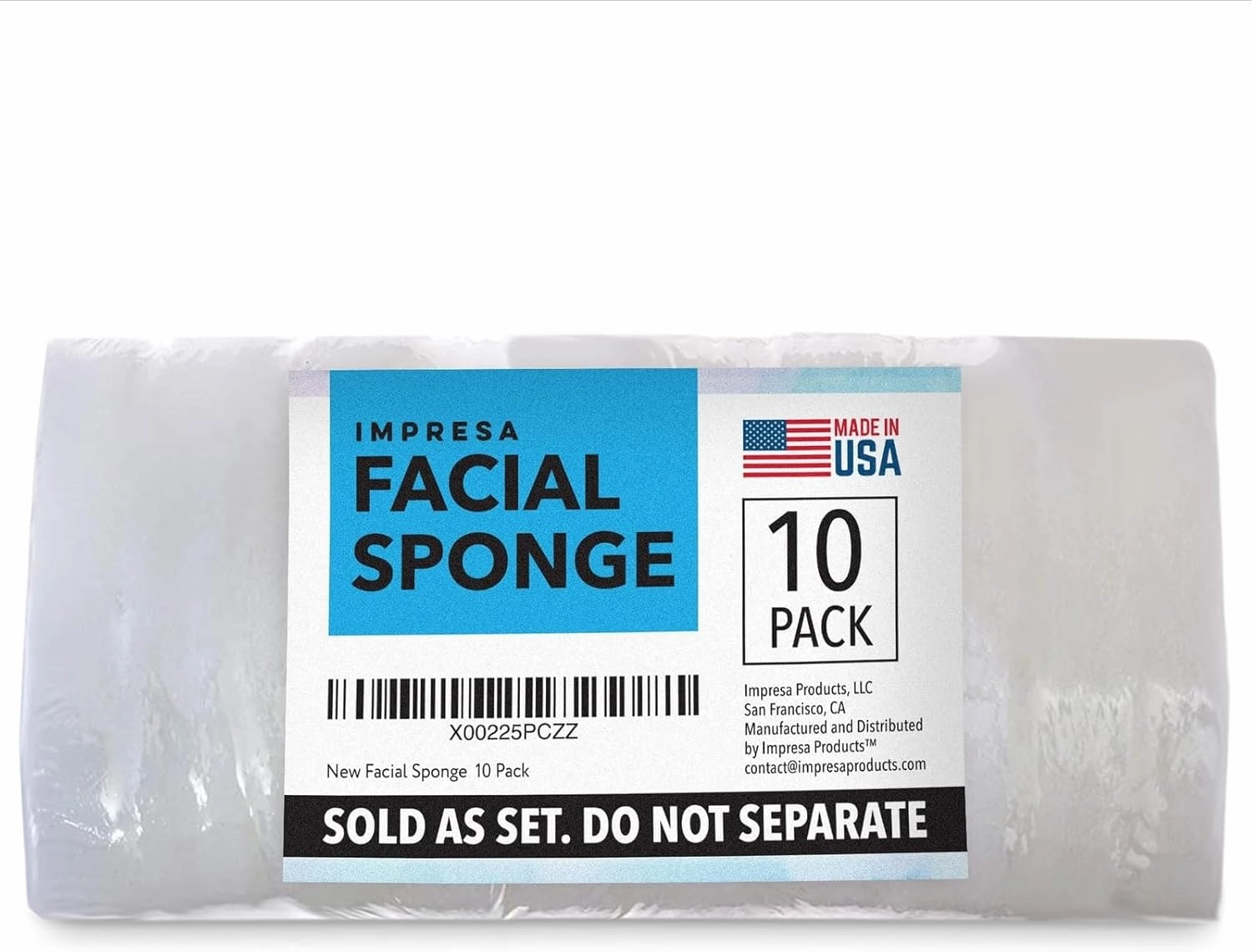 10 Pack Facial Sponge for Daily Deep Cleansing - Regular Buff Style Exfoliating Pads for Removing Dead Skin, Dirt & Makeup - Normal to Oily - Made in The USA - Reusable Puf - White