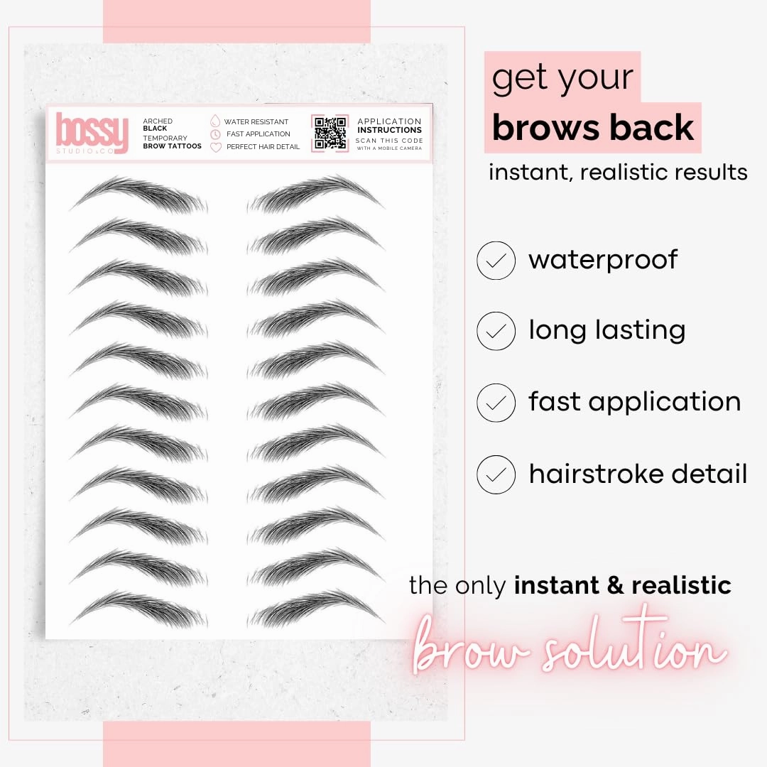 10 Pack Temporary Eyebrow Tattoos Waterproof Eyebrow Stickers, False Tattoos Hair Like Peel Off Instant Transfer Brows For Women And Men | Natural Strokes, Shaping (arched, ginger)