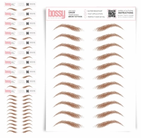 10 Pack Temporary Eyebrow Tattoos Waterproof Eyebrow Stickers, False Tattoos Hair Like Peel Off Instant Transfer Brows For Women And Men | Natural Strokes, Shaping (arched, ginger)