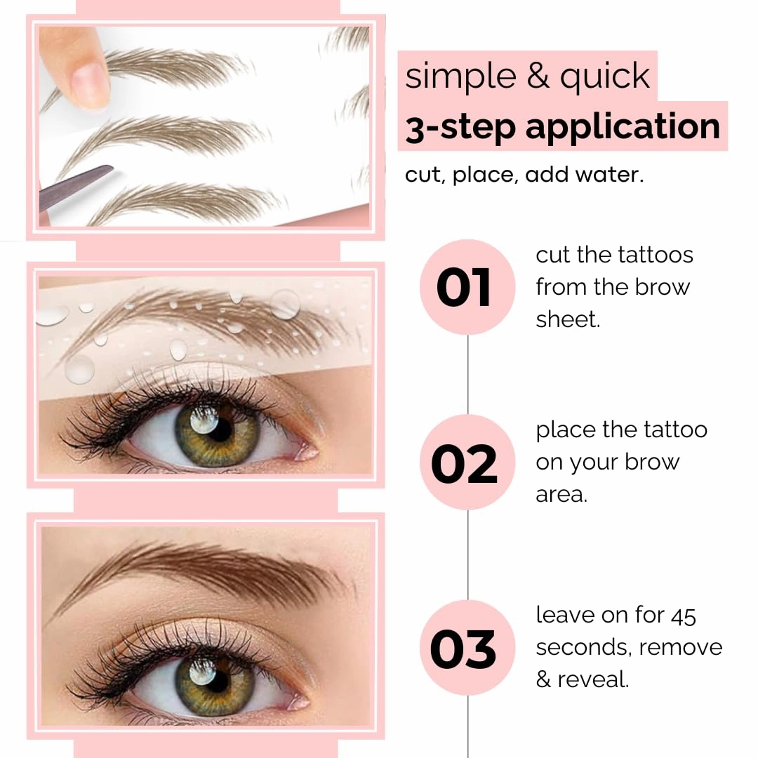 10 Pack Temporary Eyebrow Tattoos Waterproof Eyebrow Stickers, False Tattoos Hair Like Peel Off Instant Transfer Brows For Women And Men | Natural Strokes, Shaping (arched, ginger)