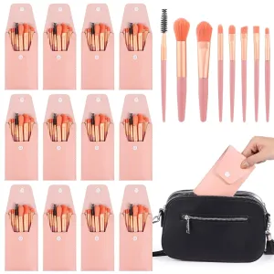 12-Piece Makeup Brush Set With 8 Brushes, Travel-Friendly Case, Synthetic Fiber Brushes For Blush, Foundation, Shadow, Ideal For Weddings And Parties