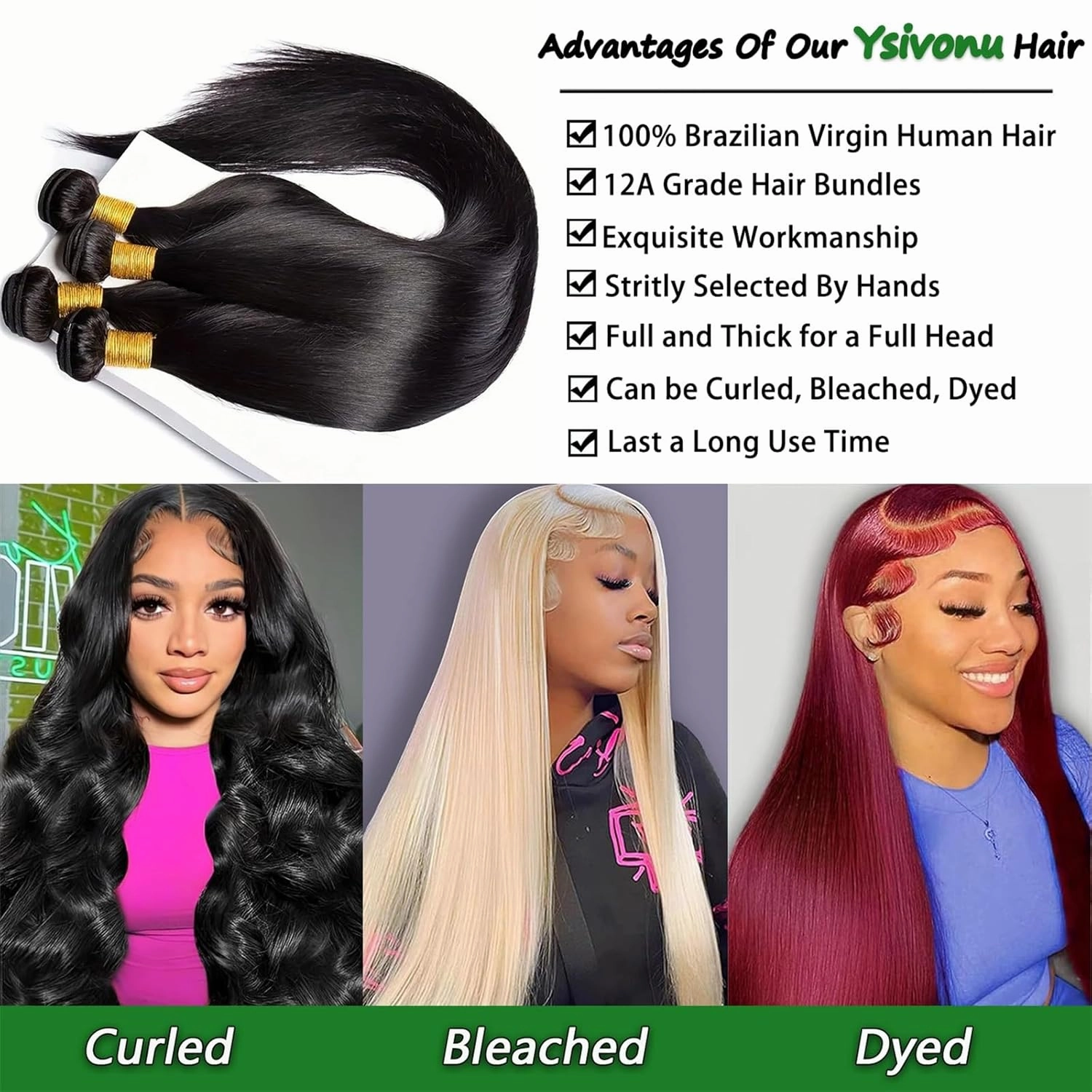 12A 14 16 18 20 Inch Straight Bundles Human Hair 100% Unprocessed Brazilian Virgin Hair Extensions Trippy Raw Quick Weave Sew In Glossy Billion 4 Hair Bundles Human Hair for Women Natural Black
