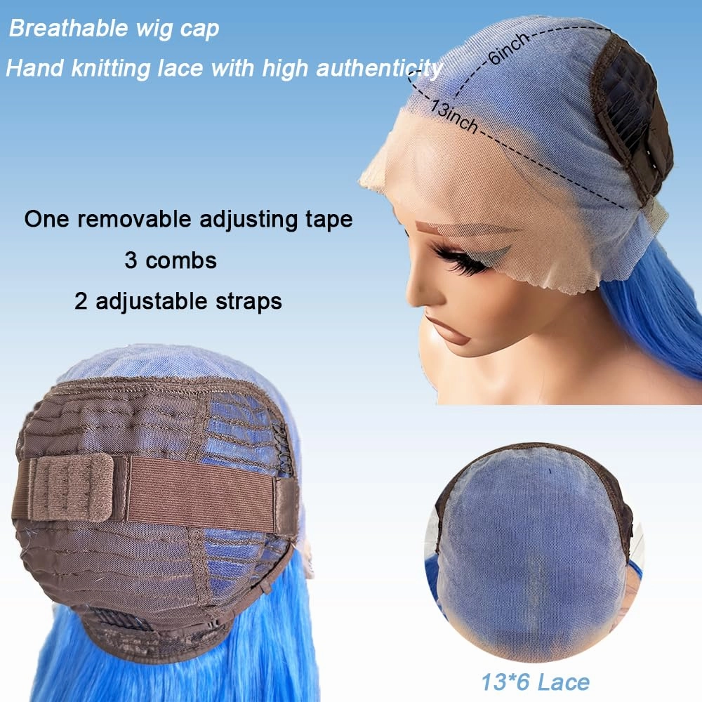 13x6 Blue Highlight Long Wavy Synthetic Lace Front Wig, Heat Resistant Glueless Wig Ready to Wear, Pre Plucked HD Lace for Fashion Women, Lightweight & Stylish