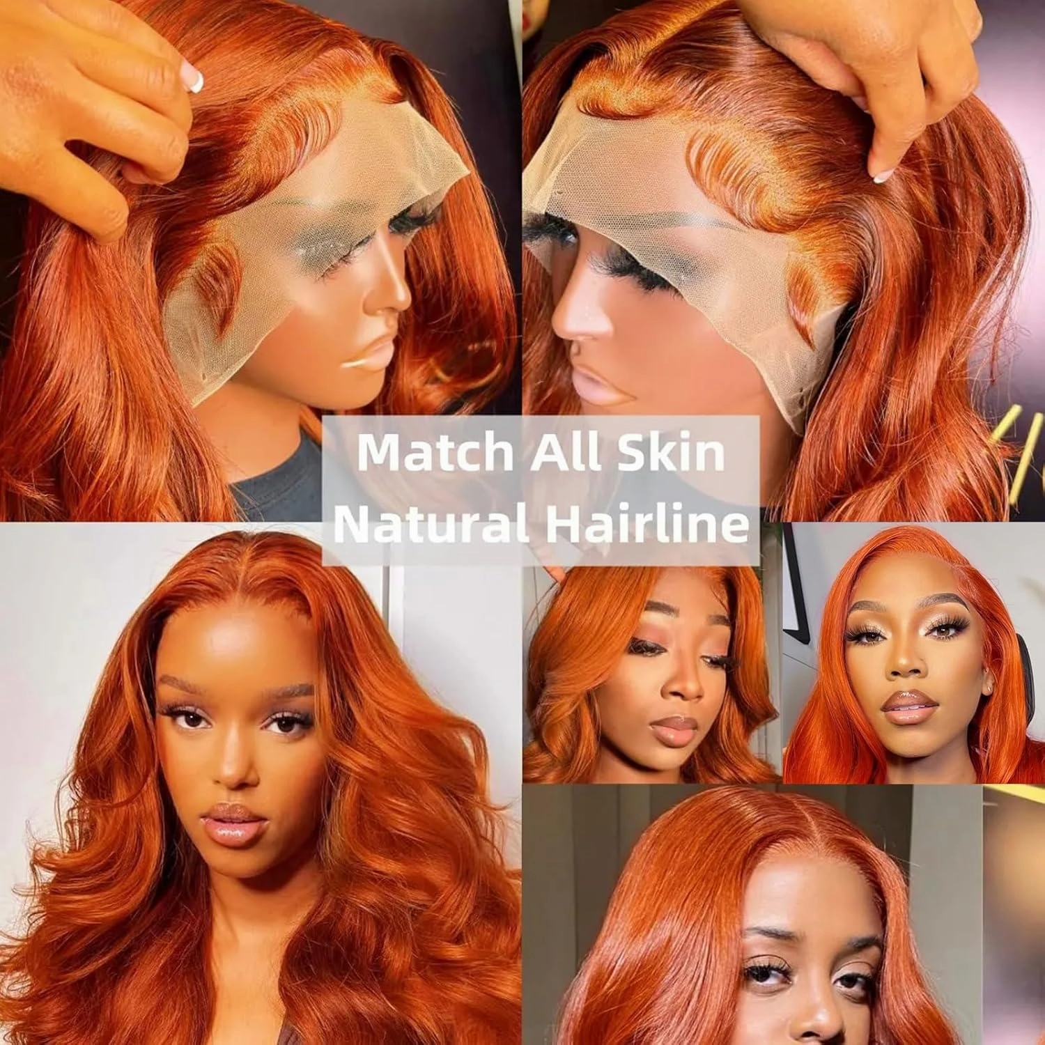 13x6 Ginger Lace Front Wig Human Hair,250 Density Transparent Hd Lace Front Wigs Human Hair Pre Plucked,Glueless Body Wave Frontal Wigs Human Hair Hd Lace With Baby Hair 24 Inch