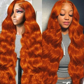 13x6 Ginger Lace Front Wig Human Hair,250 Density Transparent Hd Lace Front Wigs Human Hair Pre Plucked,Glueless Body Wave Frontal Wigs Human Hair Hd Lace With Baby Hair 24 Inch