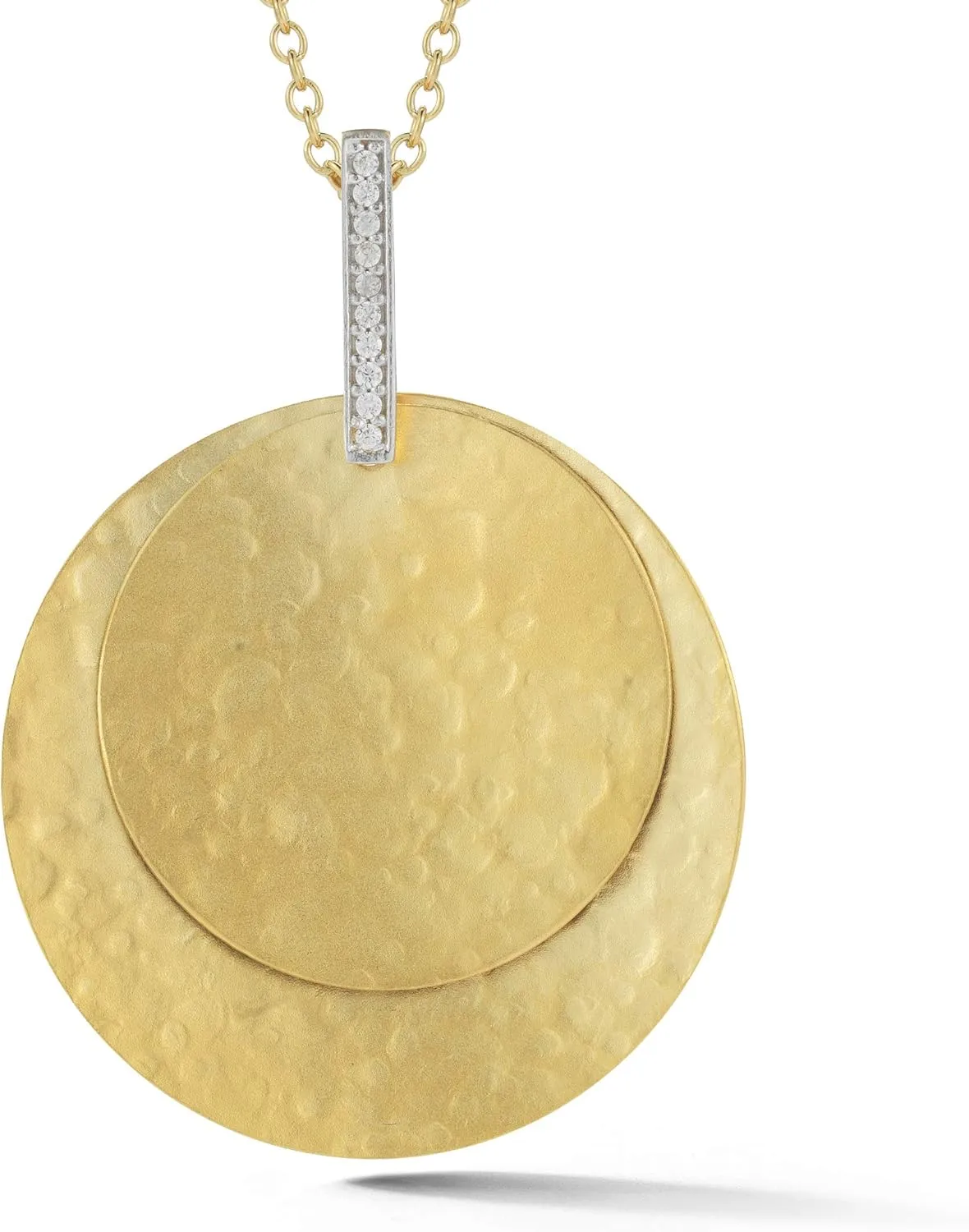 14K Yellow Gold 0.06ct TDW Diamond Accent Circle Pendant Necklace