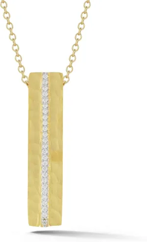 14K Yellow Gold 0.15ct TDW Diamond Accent Dog-tag Pendant Necklace