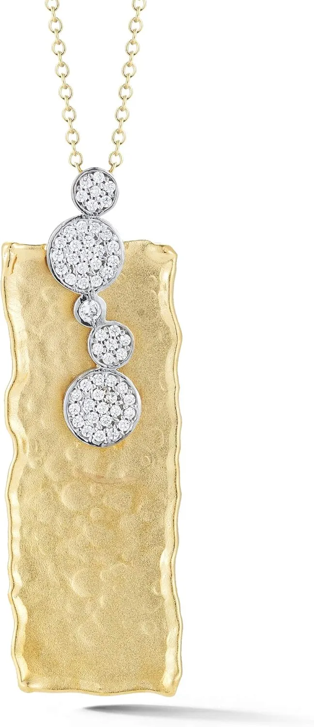 14K Yellow Gold 0.36ct TDW Diamond Rectangle Pendant Necklace