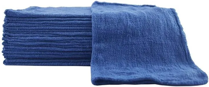 14x14 Inch Shop Towel/Cleaning Mechanic Rags - 100% Cotton Commercial Towels, Perfect for Automotive Garage, Kitchen, Home (Blue) (100 Count)