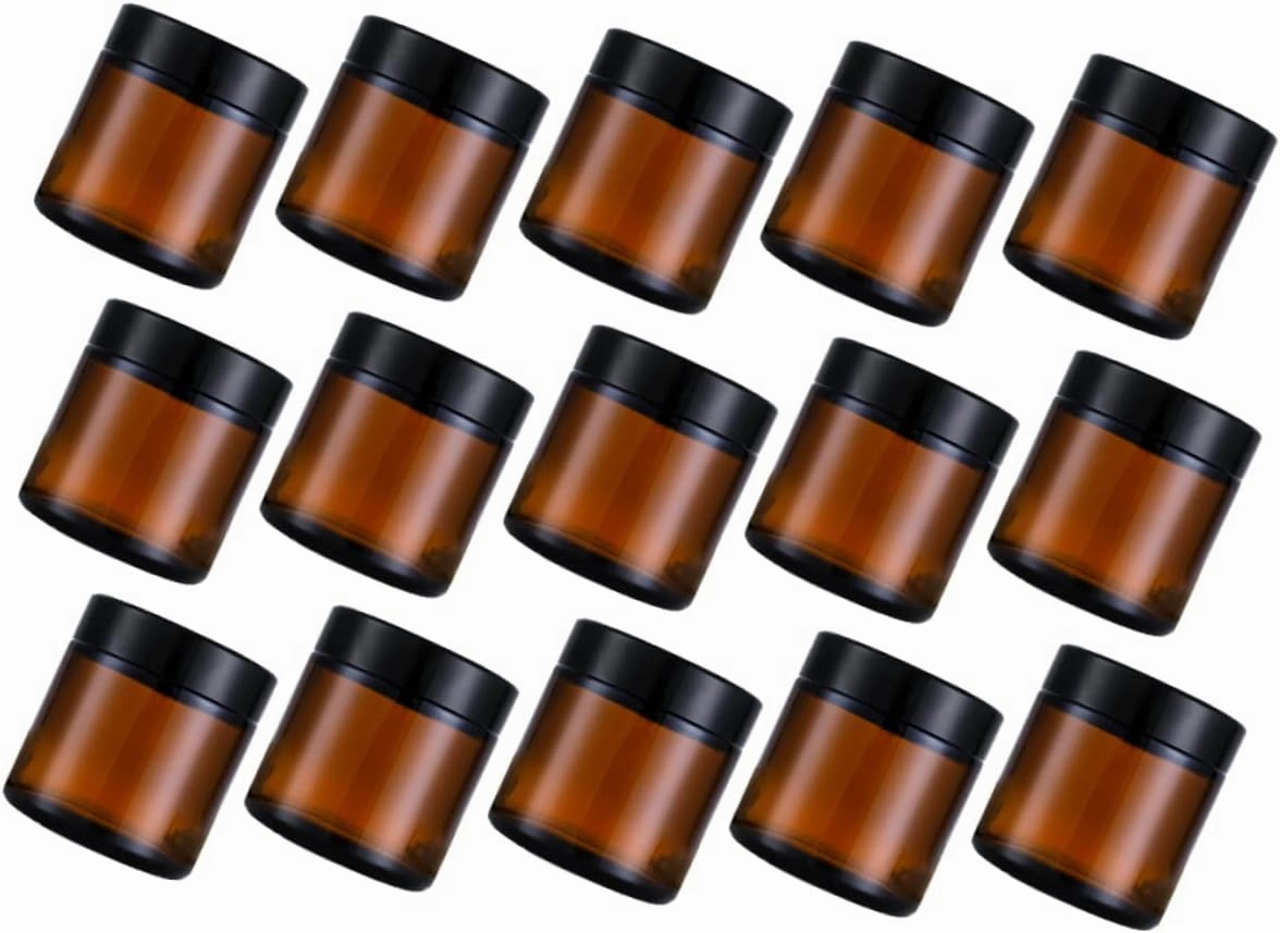 15pcs Refillable Glass Cream Dispenser Cosmetic Bottles Caps Leak Sunlight for Lotions Lip Balms and Creams