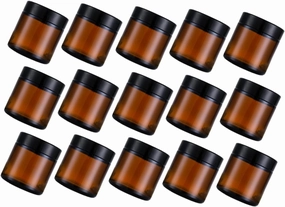 15pcs Refillable Glass Cream Dispenser Cosmetic Bottles Caps Leak Sunlight for Lotions Lip Balms and Creams