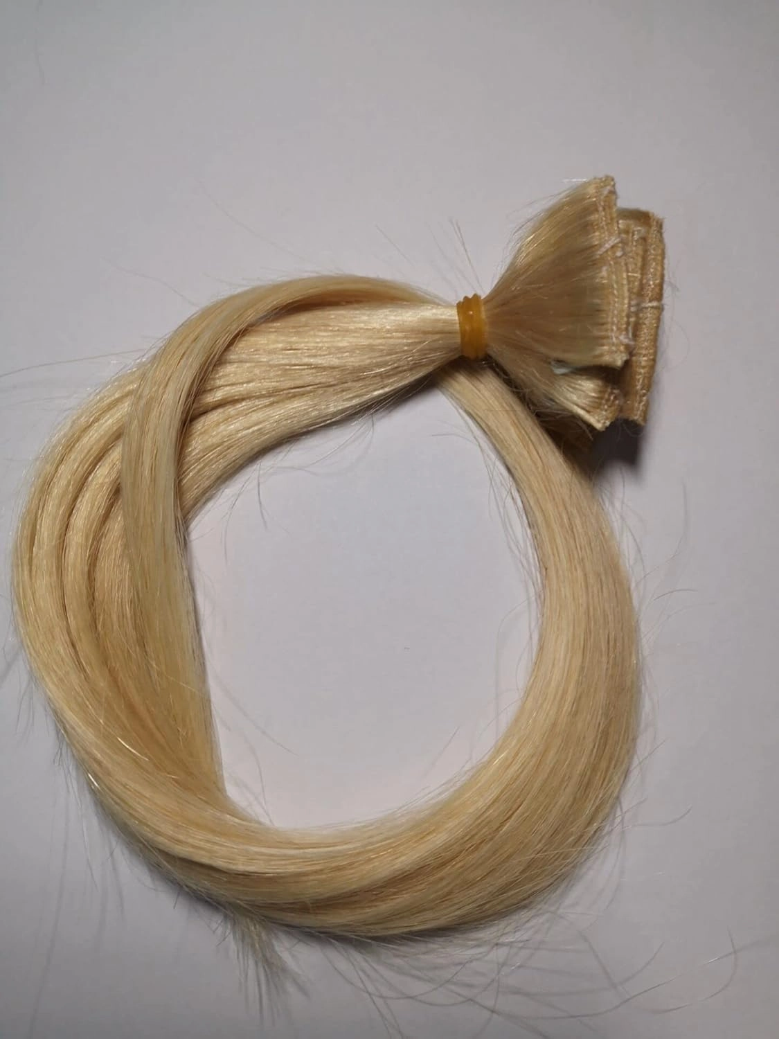 18 Inch High light Clip in Human Hair Extensions 100% Straight Clip on Party Highlights Colored Hair Extensions 6 Pieces/set (Bleach Blonde)