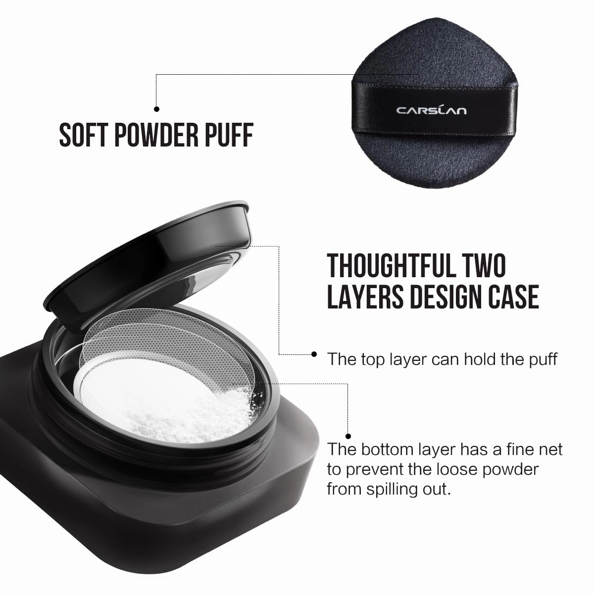 1.0 Soft Focus Loose Setting Powder, Waterproof, Matte, Oil Control, Shine Free, Talc-Free Face Powder Makeup, 24H Longwear Finishing Powder, G01