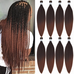 1b/30 Brown Ombre Braiding Hair Pre Stretched 24 Inch Braids Weave Pre Braided Hair for Crochet Braiding Synthetic Knotless Hypoallergenic Yaki Jumbo Box Braids Extensions