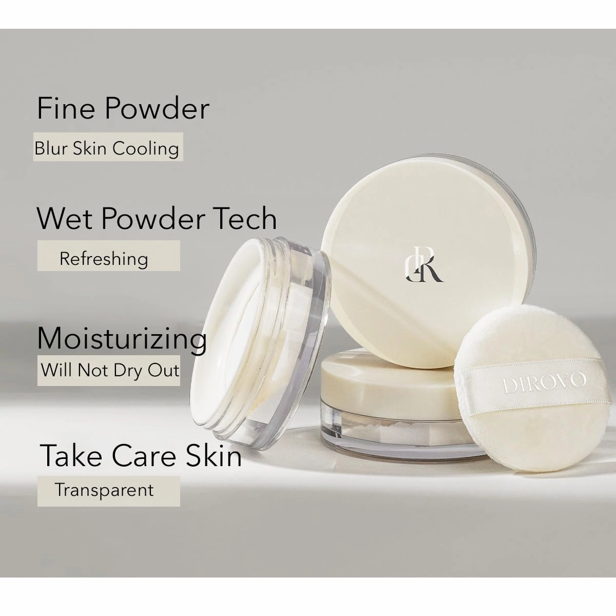1PC Dirovo Long Lasting Facial Loose Setting Powder Foundation Powder, Extra Fine Oil Control Moisturizing Foundation Powder