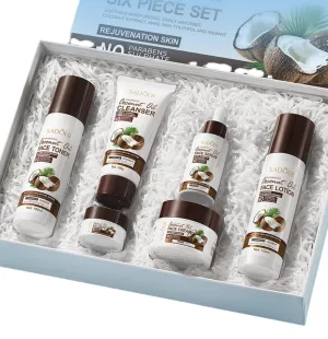 2 Pack For SADOER Coconut Oil Skincare Set 6 Pieces,Facial Care Collection,Skin Care Kit,Cleansing Moisturizing Skin Care Collection,Contains cleanser toner eye cream lotion face cream serum