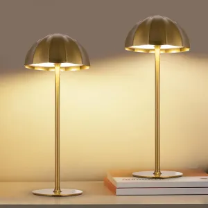 2 Pack Gold Cordless Table Lamps Rechargeable, 4000mAh Battery Desk Lamps Waterproof Outdoor Camping Light 3 Colors Stepless Dimming Nightstand Lamp for Bedroom/Desk/Cafe/Dining Room/Terrace