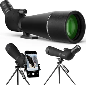 20-60x80 Spotting Scope with Tripod Phone Adapter BAK4 Monocular Telescope Black