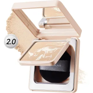 2.0 Black Magnet Soft Focus Powder, Waterproof Translucent Pressed Setting Powder, 24H Longlasting Talc-Free Face Powder, Oil Control Compact Makeup,04 Light Beige For Dry&Com Skin, 0.28Oz