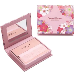 [200 Counts   Paper Mirror Case] Cherry Blossom Magic Oil Blotting Paper for Oily Skin – 벚꽃 Disappearing Design | Refillable Eco-Friendly Paper Mirror Case | Instant Oil Control & Shine-Free Finish