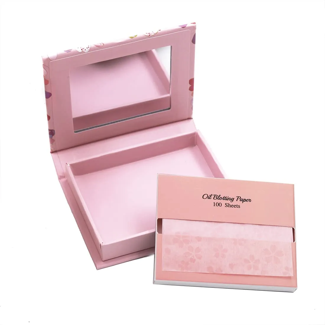 [200 Counts   Paper Mirror Case] Cherry Blossom Magic Oil Blotting Paper for Oily Skin – 벚꽃 Disappearing Design | Refillable Eco-Friendly Paper Mirror Case | Instant Oil Control & Shine-Free Finish