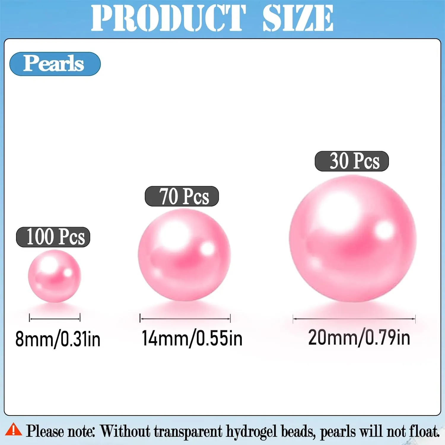 200 Pcs Floating Beads for Centerpieces Vases Filler 8/14/20 mm NO Hole Pink Pearls Beads Vase Filler Home Weddings Table Centerpieces Party Decor