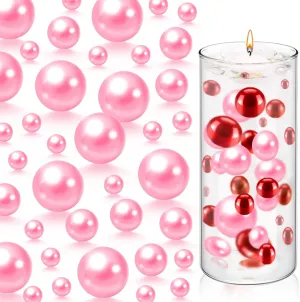 200 Pcs Floating Beads for Centerpieces Vases Filler 8/14/20 mm NO Hole Pink Pearls Beads Vase Filler Home Weddings Table Centerpieces Party Decor