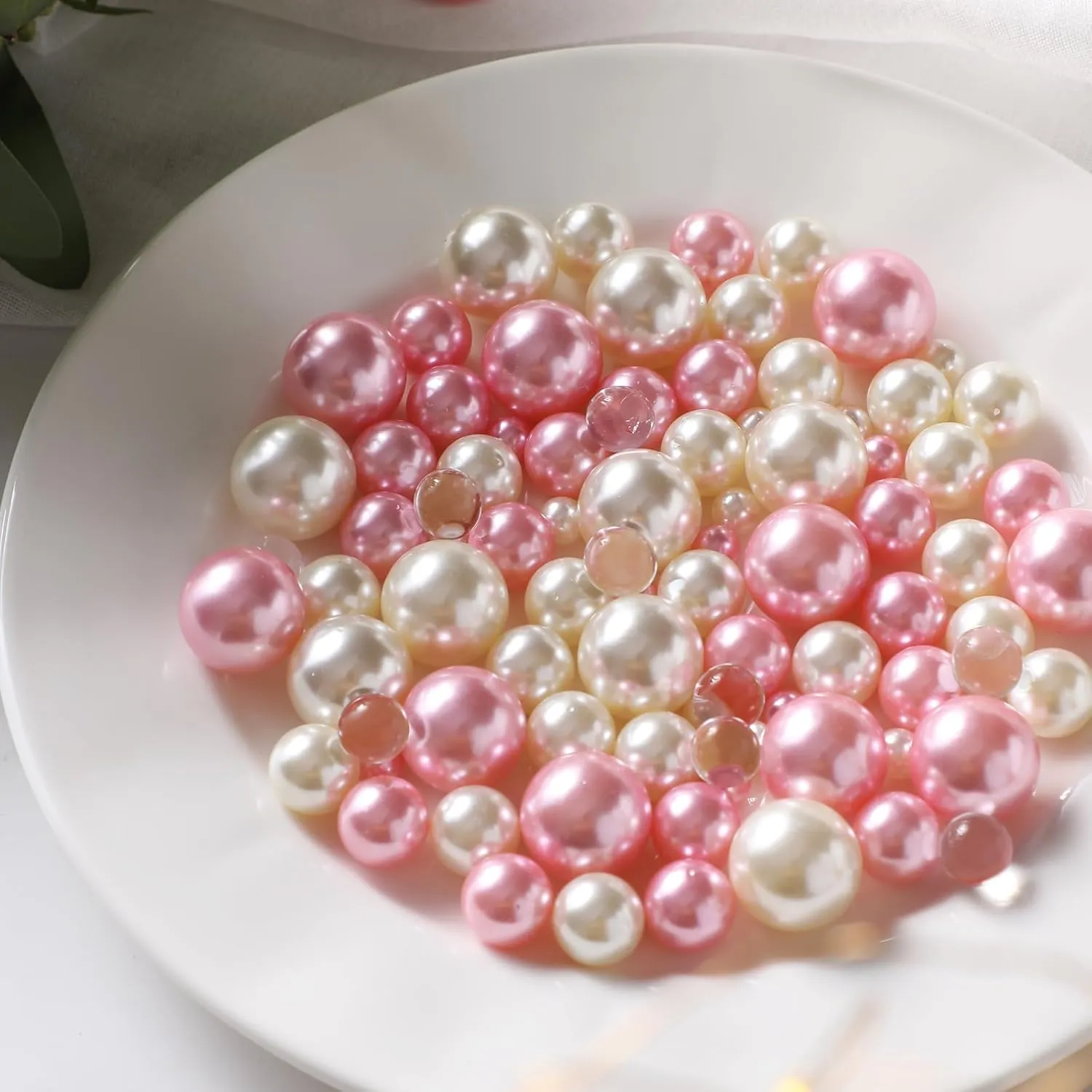 200 Pcs Floating Beads for Centerpieces Vases Filler 8/14/20 mm NO Hole Pink Pearls Beads Vase Filler Home Weddings Table Centerpieces Party Decor