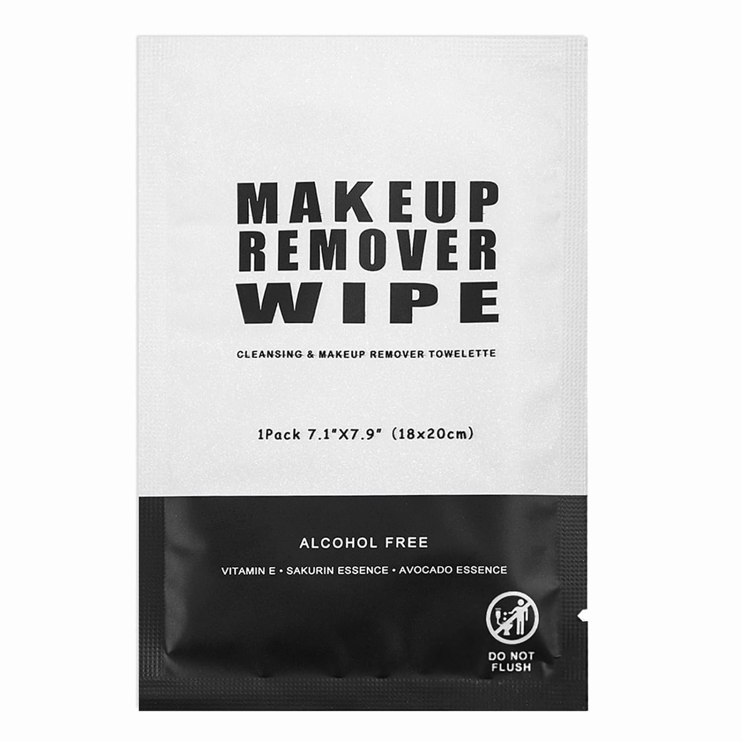 200 Count Makeup Remover Wipes Individually Wrapped Makeup Wipes Bulk Face Cleansing Wipes,Individual Wet Wipes, Travel Towelette Makeup Remover Cloth for Face Cleansing Skin Care Remove Makeup(Black)
