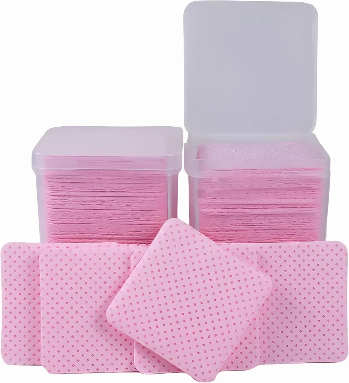 200PCS Makeup Remover Pads for Face with Storage Box – Disposable Cotton Wipes, Soft Nonwoven Cosmetic Cleansing Pads for Eyelashes, Nails, and Skincare – Pink Square Face Towels for Daily Use