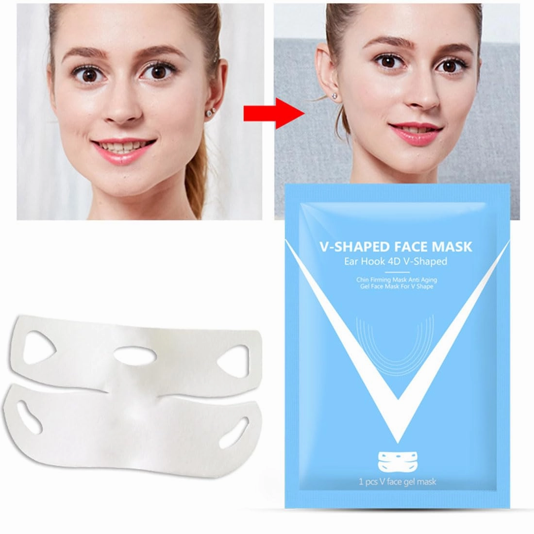 2024 New Bloskin Double Chin Mask Reusable, Bloskin Lift Mask, Bloskin Lifting Face Mask, Bloskin Double Chin Mask, Bloskin Chin Lift Mask (5pcs)