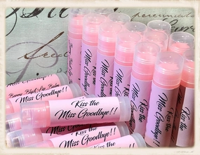 20 KISS THE MISS GOODBYE Berry Flavored Lip Balms for Bridal Showers and Bachelorette Parties Pink