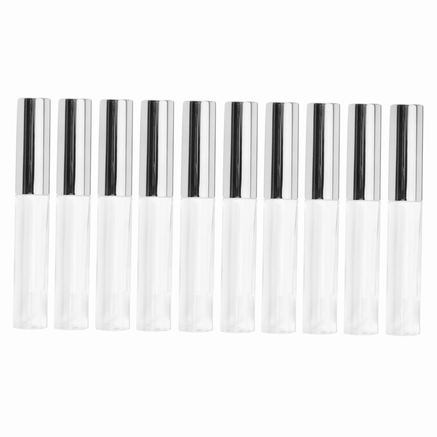 20pcs Transparent Lip Circular Tubes for Lip Gloss Fashionable Silver Bottles Lightweight and Portable for Travel Cosmetic Containers for Products