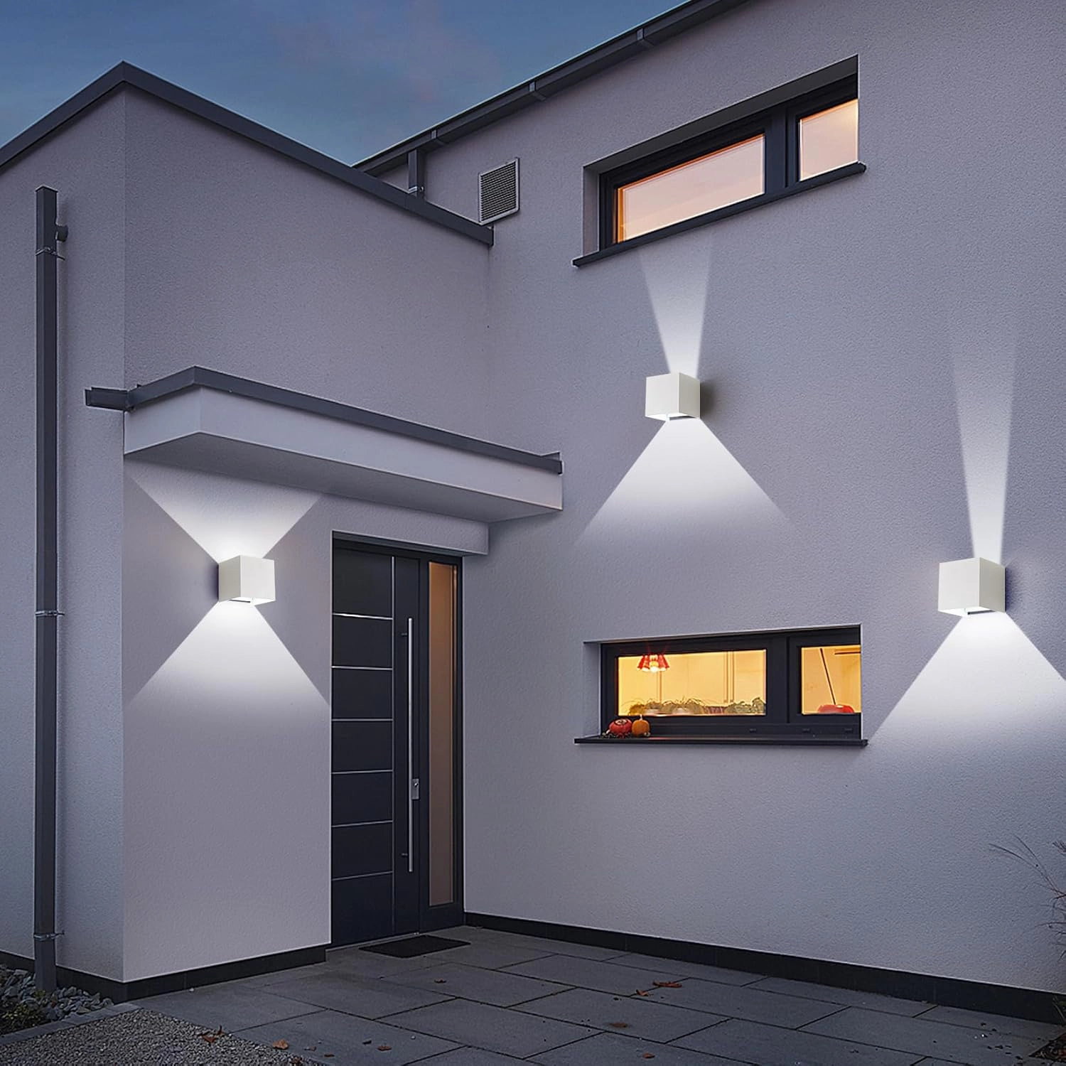 20W Outdoor Modern Wall Light & Indoor Wall Lights,Square White Wall Sconce,3-Color-Temperature Dimming and Adjustable Beam,Waterproof & Rust-Resistant,4.72inch Wall Lamp for Any Setting Use(1 Pack)