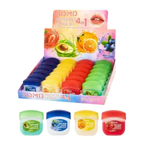 24-Pack Assorted Fruit Lip Balm Set–Hydrating,Repairing (Avocado,Blueberry,Strawberry,Orange) for Soft,Glowing Lips Moisturizing Lip Treatment
