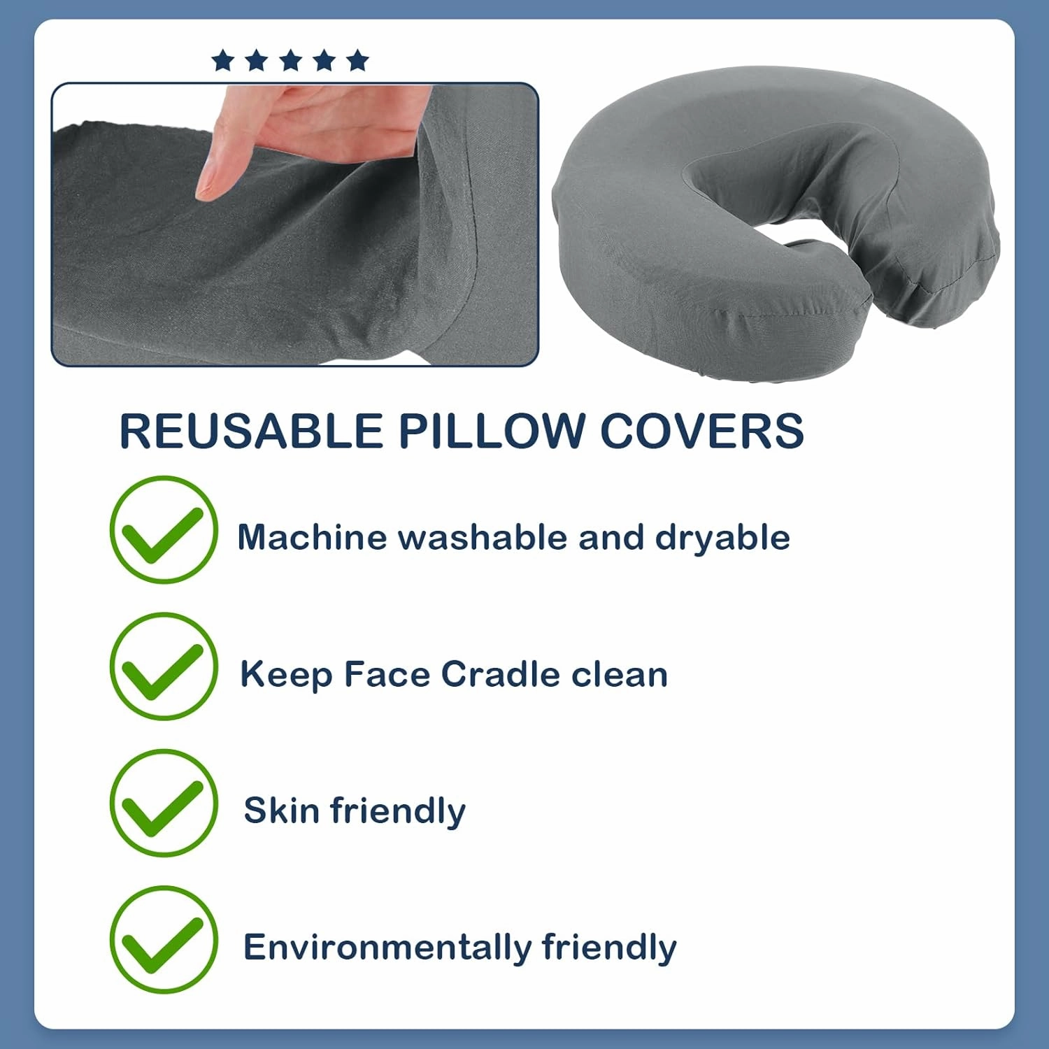 24 Pcs Face Cradle Covers for Massage Table Microfiber Reusable Soft Thicker Massage Table Head Rest Covers Bulk Oil Proof Headrest Cradle Sheets for Spa Beauty Salons (Gray)